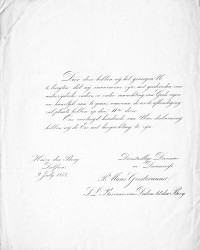 Huwelijksaankondiging P. MG en S.L. van Dedem tot den Berg (1858)